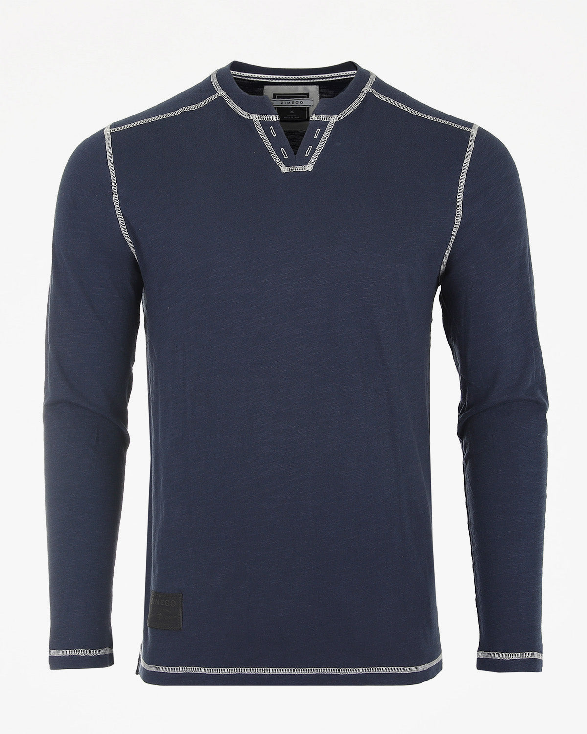 Camisa informal estilo Henley con cuello en V y manga larga estilo vintage de ZIMEGO para hombre