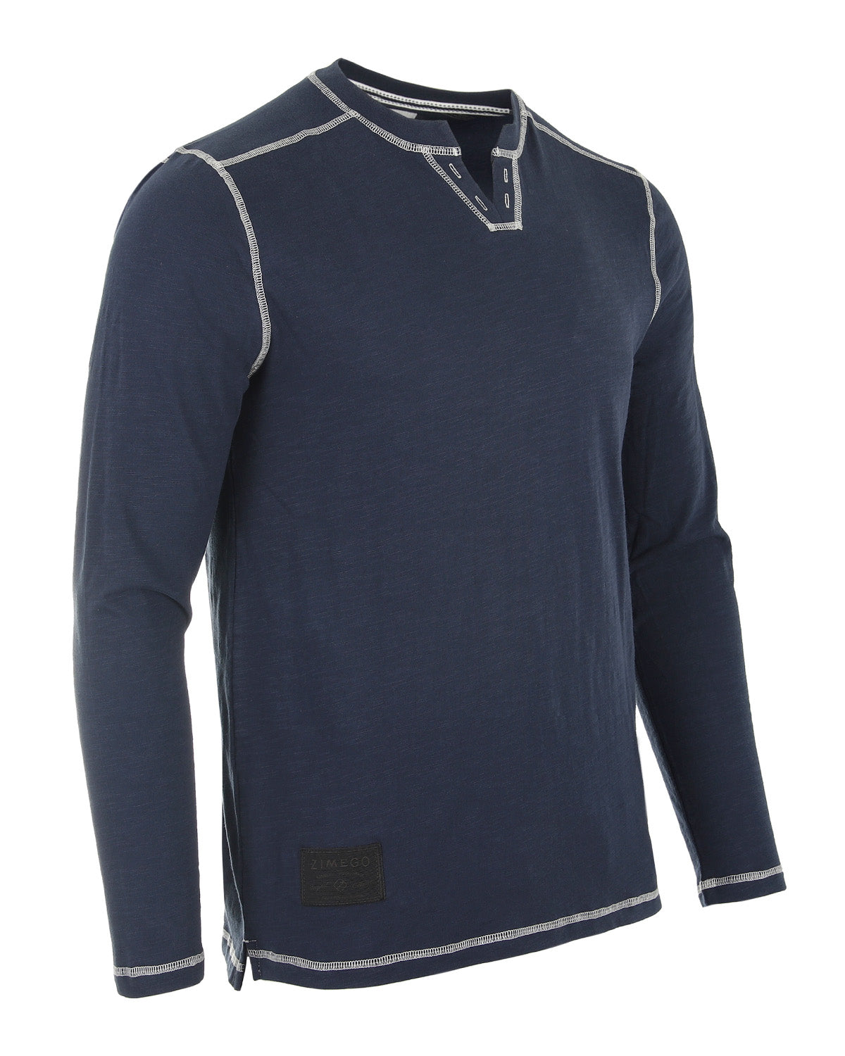 Camisa informal estilo Henley con cuello en V y manga larga estilo vintage de ZIMEGO para hombre