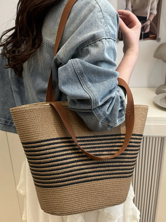 Product image of Striped Woven Tote Bag from H&N Hearts online boutique