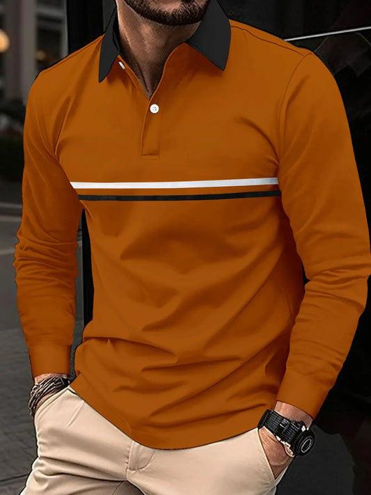 Product image of Men's Full Size Collared Neck Long Sleeve Polo Plus Size from H&N Hearts online boutique