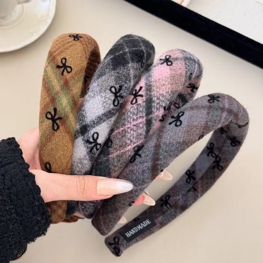 Product image of Bow Plaid Polyester Hair Headband from H&N Hearts online boutique