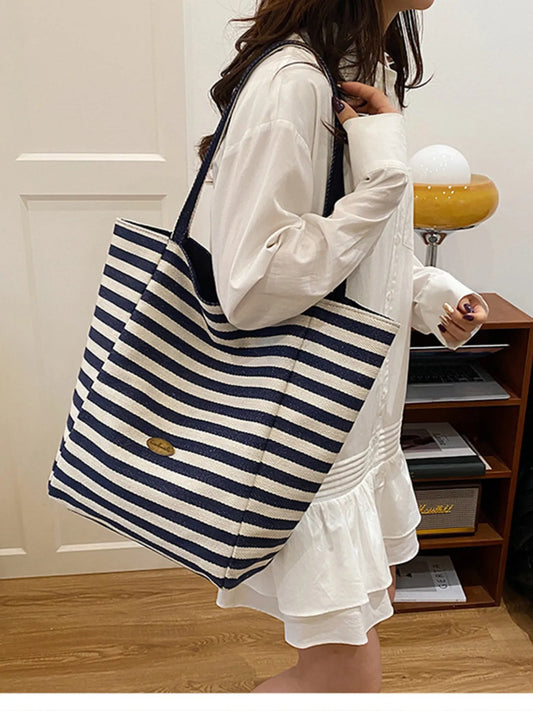 Product image of Striped Canvas Tote Bag from H&N Hearts online boutique