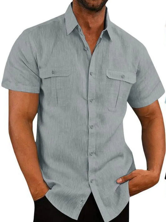 Product image of Men's Plus Size Collared Neck Short Sleeve Shirt from H&N Hearts online boutique