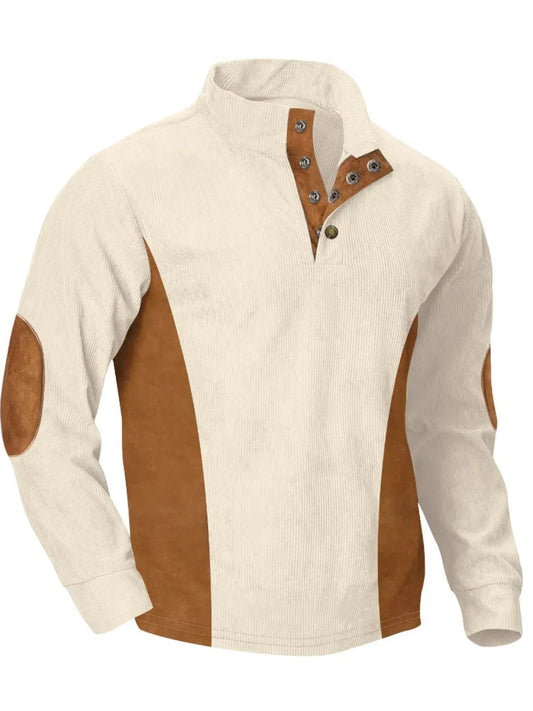 Product image of Men's Full Size Contrast Quarter Snap Long Sleeve Top Plus Size from H&N Hearts online boutique