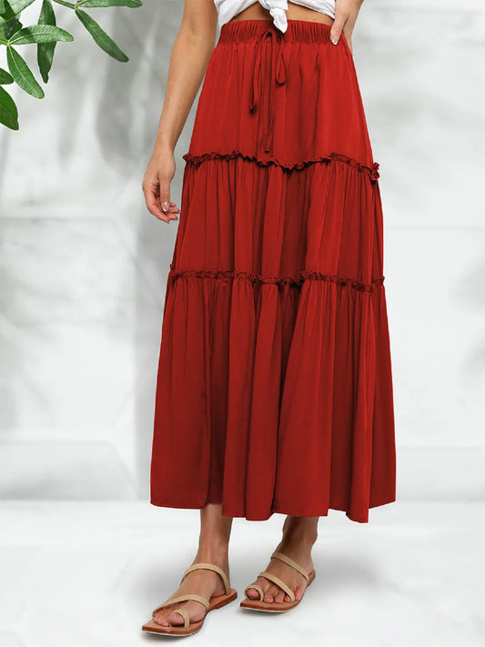 Product image of Frill Tiered Midi Skirt from H&N Hearts online boutique