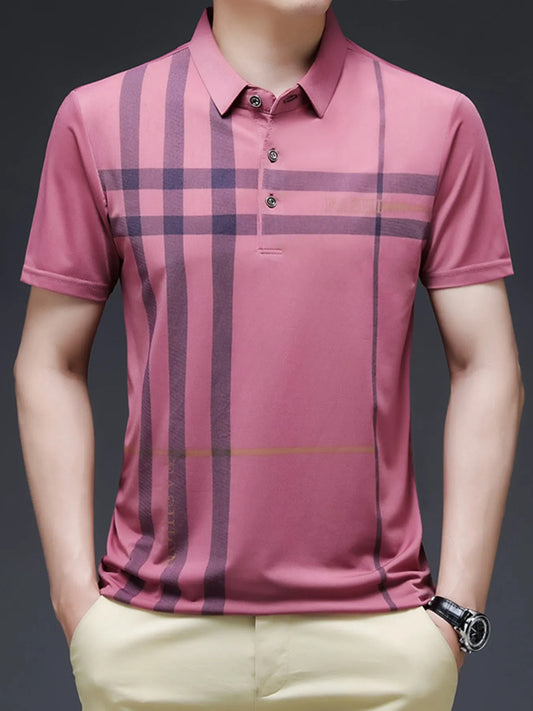 Product image of Men's Plus Size Plaid Pattern Short Sleeve Polo Shirt from H&N Hearts online boutique