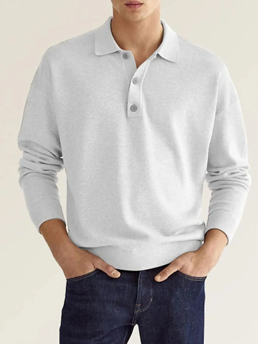 Product image of Men's Full Size Button Detail Long Sleeve Polo Plus Size from H&N Hearts online boutique