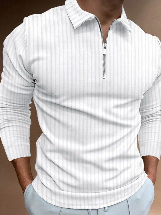 Product image of Men's Full Size Zip Detail Long Sleeve Polo Plus Size from H&N Hearts online boutique