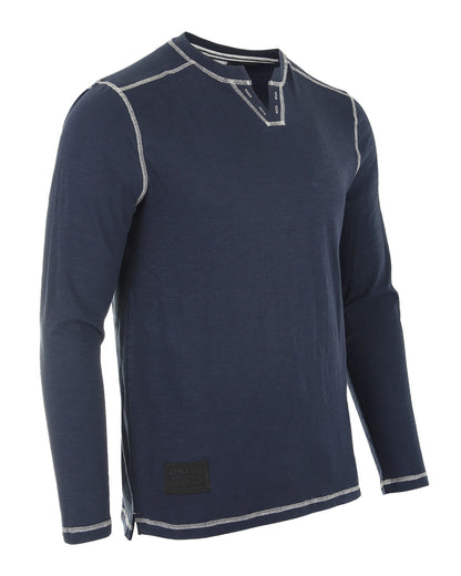 Camisa informal estilo Henley con cuello en V y manga larga estilo vintage de ZIMEGO para hombre 