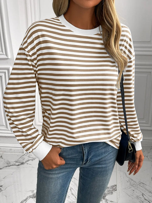 Product image of Ivy Lane Striped Round Neck Long Sleeve Sweatshirt from H&N Hearts online boutique