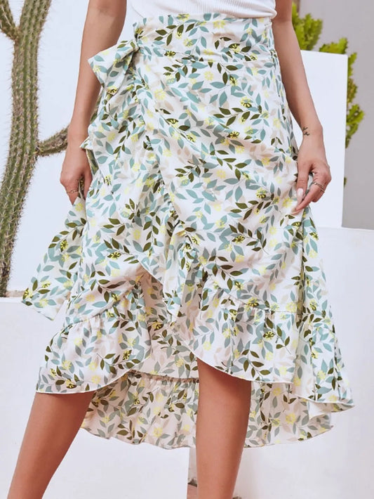 Product image of Printed Ruffled Midi Skirt from H&N Hearts online boutique