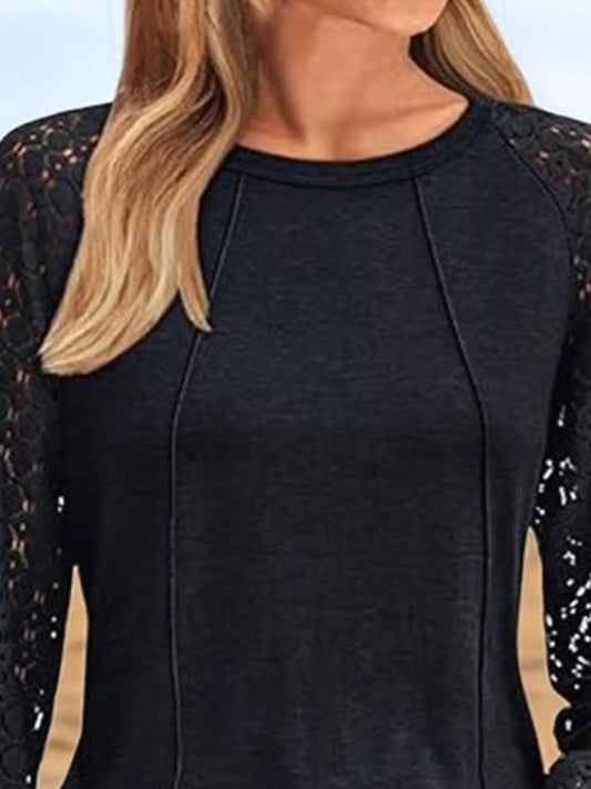 Product image of Round Neck Lace Sleeve Blouse from H&N Hearts online boutique