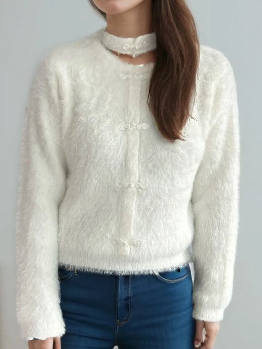 Product image of Cutout Knot Button Long Sleeve Cardigan from H&N Hearts online boutique