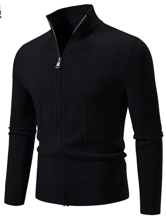 Product image of Men's Plus Size Ribbed Zip Up Long Sleeve Sweater from H&N Hearts online boutique